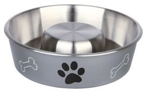 TRIXIE DOG BOWL SLOW FEED STAINLESS 1 L GREY